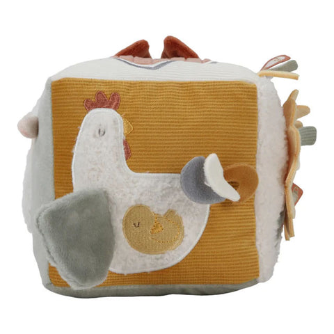 Cubo de actividades blandito Pequeña Granja – juguete sensorial bebé | Little Dutch