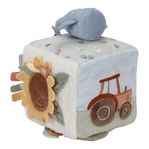 Cubo de actividades blandito Pequeña Granja – juguete sensorial bebé | Little Dutch