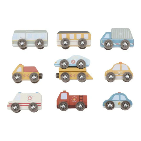 9 Vehiculos de madera - Little Dutch