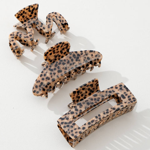 Grand Léopard Sauvage | Grandes Pinces à Cheveux Assorties