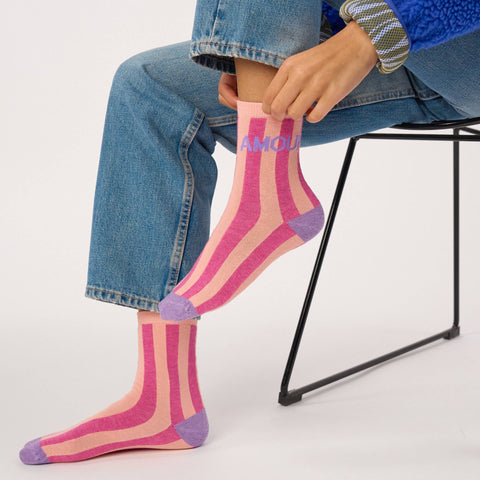 Chaussettes en coton peigné Rayées - Amour