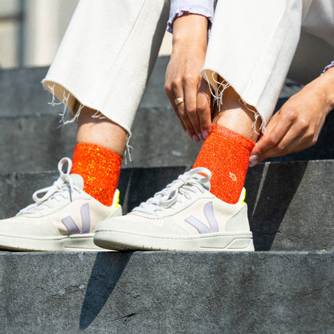 Calcetines mujer naranja con brillo - 37/40 - Billy Belt