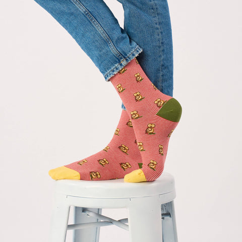 Chaussettes en coton peigné animaux - Hibou