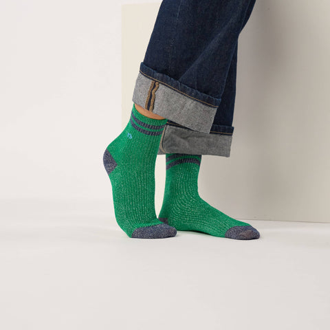 Chaussettes pailletées en coton peigné vintage - Vert