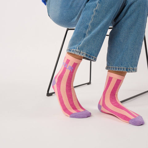 Chaussettes en coton peigné Rayées - Amour