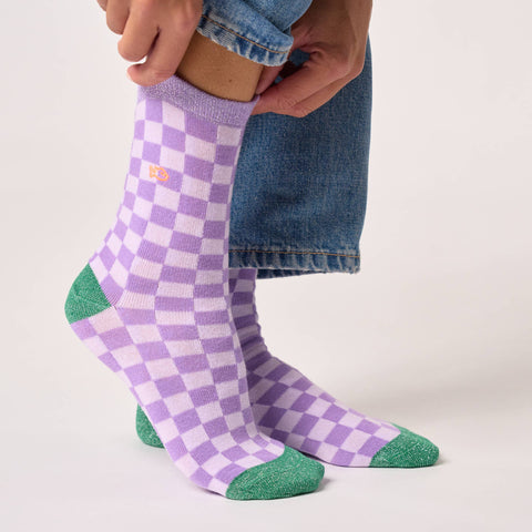 Calcetines con cuadros Lila - Billybelt