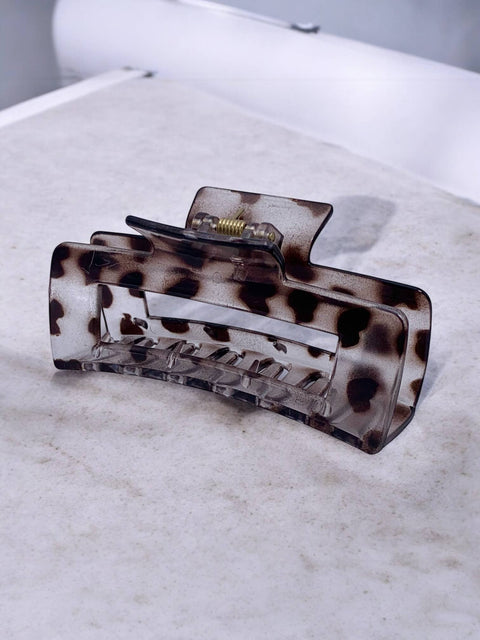 Pinza para el cabello re ctangular estampado Leopardo