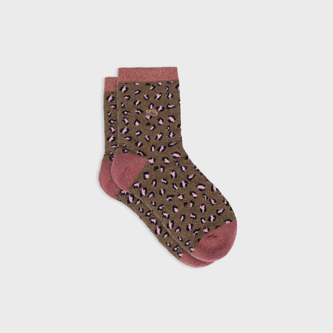 Calcetines mujer de Leopardo con brillo marón y rosa - 37/40 - Billy Belt