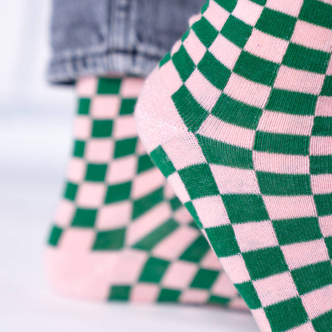 Calcetines de cuadro - Verde y rosa - Billy Belt