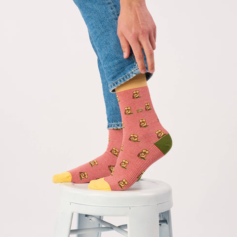 Chaussettes en coton peigné animaux - Hibou