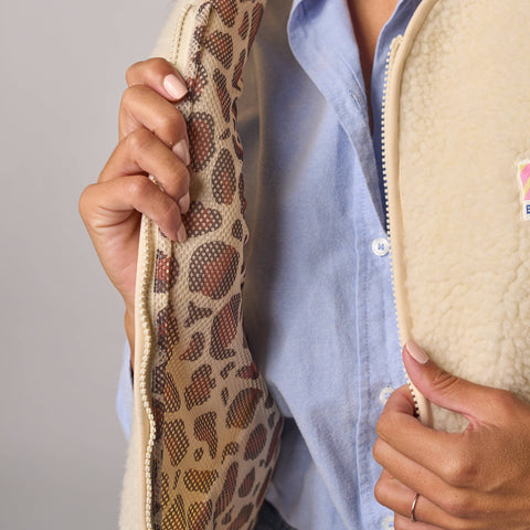 Veste sherpa femme zippée sans manches - Ivoire