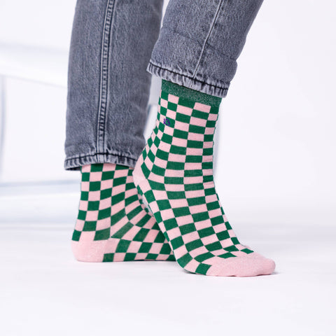 Calcetines de cuadro - Verde y rosa - Billy Belt