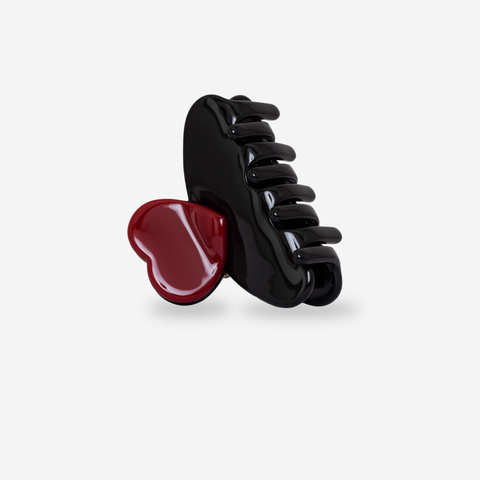 Pince à cheveux Luv Amor avec cœur noir et rouge