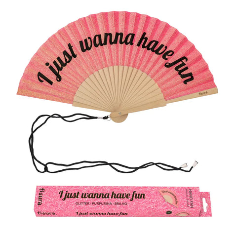 Abanico "I just wanna have fun" purpurina Rosa - Fisura