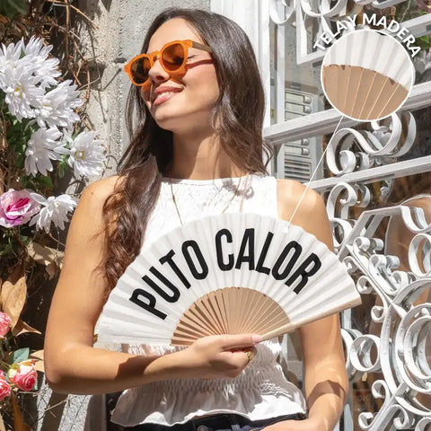 Abanico "Puto Calor" blanco - Fisura