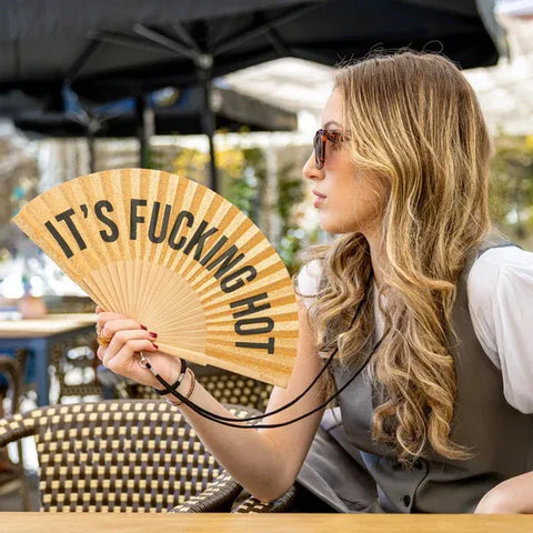 Abanico purpurina oro "its fucking  hot - Fisura