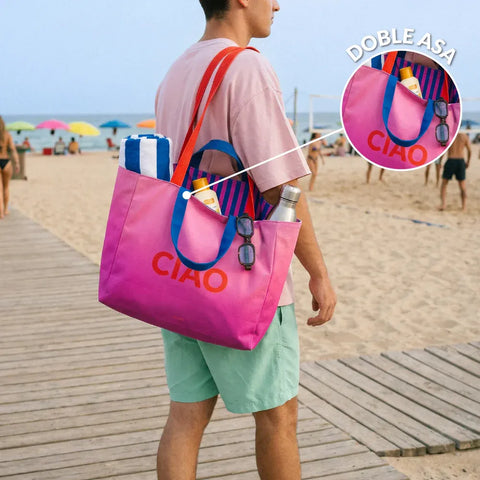 Bolsa de playa Rosa y Azul "Ciao" - Fisura