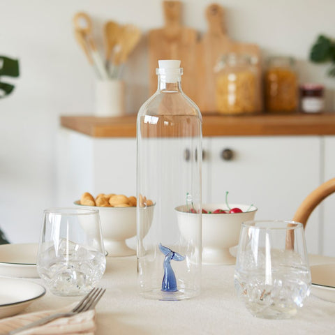Botella de vidrio con Cola de ballena Azul 1,2L - Balvi