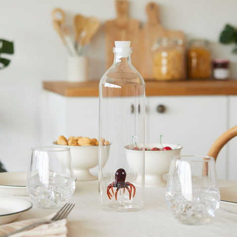 Botella de vidrio con Pulpo naranja 1,2L - Balvi