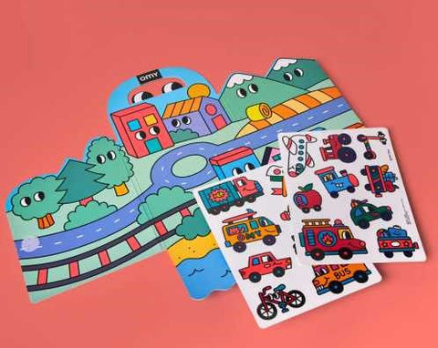 Montessori Vehicles VROOM – Pegatinas Reutilizable - Omy