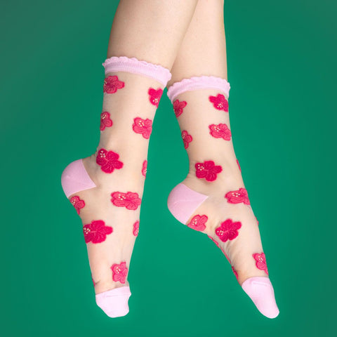 Calcetines transparentes  "Hibiscuss" – Coucou Suzette