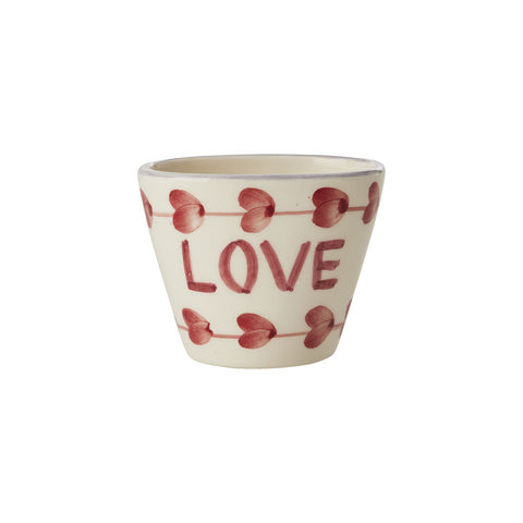 Taza ovalada de cerámica pintada a mano “LOVE” – RICE