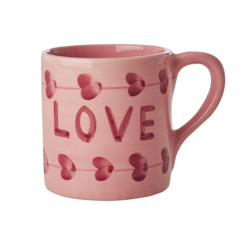 Taza de cerámica pintada a mano “LOVE” – 420 ml – RICE