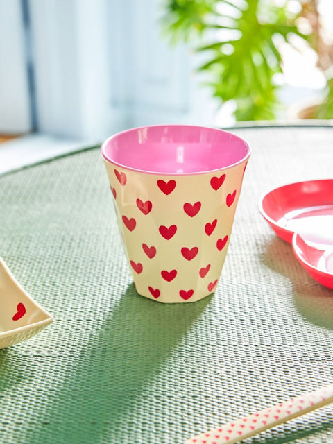 Taza de melamina con corazones - RICE