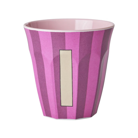 Taza de melamina con letra – Alphabet Multicolor Rosa con rayas – RICE