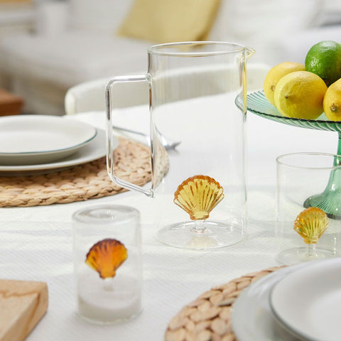 Jarra de vidrio Concha marina amarilla 1,3 Litro - Balvi