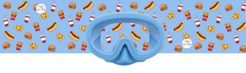 Máscara junior “Hamburguesas ” con turbante azul claro – Funwater