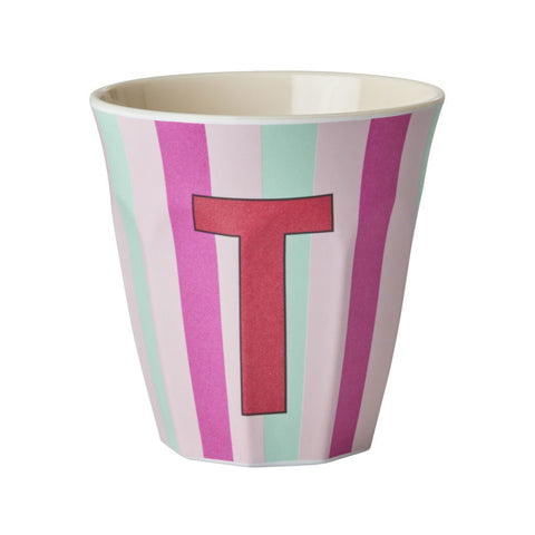 Mug en mélamine avec inscription – « Alphabet multicolore rose – RIZ »