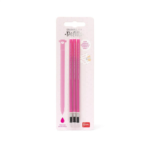 Set de 3 Recambios para Bolígrafo de Gel Borrable - Tinta Rosa - Legami