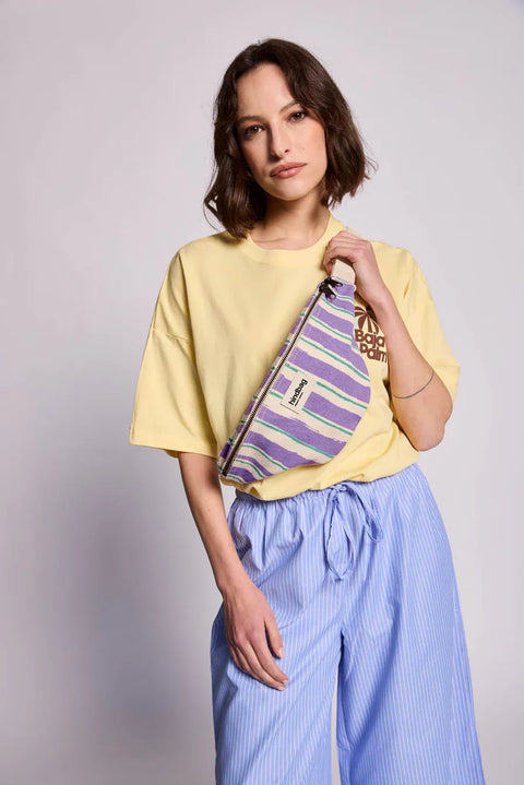 Riñonera Olivia con rayas Verde y Lila - Hindbag