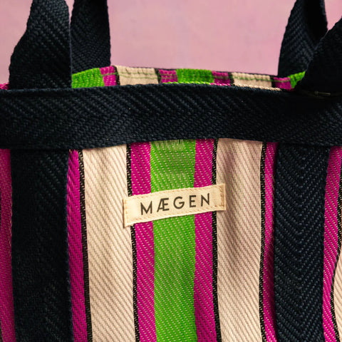 Bolsa multiuso Maegen rosa/verde con ribete azul marino – bolso práctico y diseño | Maegen
