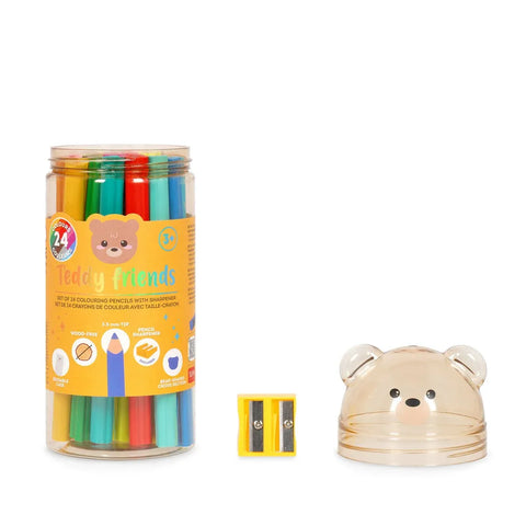 Set de 24 Lápices de Colores con Sacapuntas - Teddy Friends - Legami