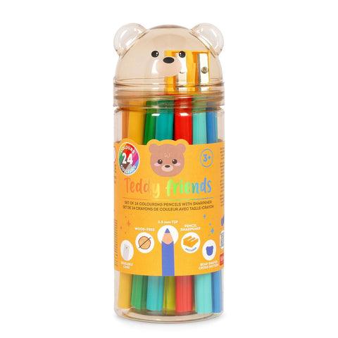 Set de 24 Lápices de Colores con Sacapuntas - Teddy Friends - Legami