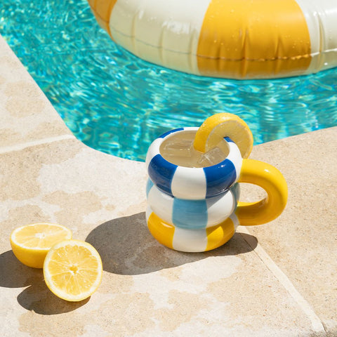 Mug Floats amarillo y azul 300 ml cerámica - Balvi