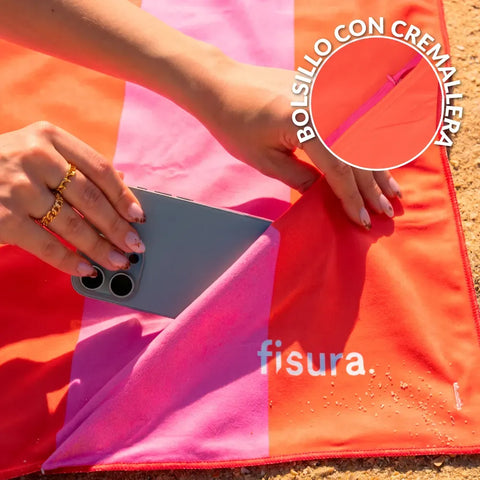 Toalla de playa 180x100 cm -"Better late than ugly" rosa y rojo - Fisura
