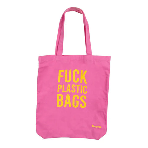 Tote Bag de algodón Rosa "Fuck Plastic Bags" - Fisura