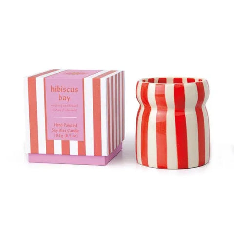 Vela cerámica Cabana Rayas rojas - "Hibiscus Bay” – Paddywax