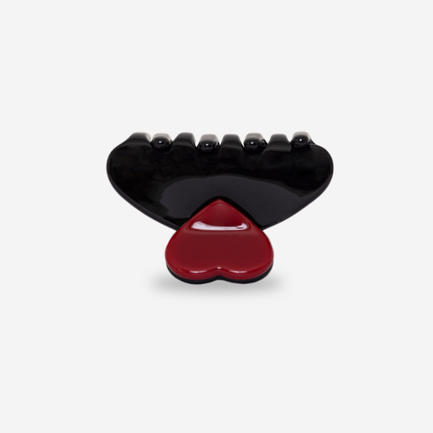 Pince à cheveux Luv Amor avec cœur noir et rouge
