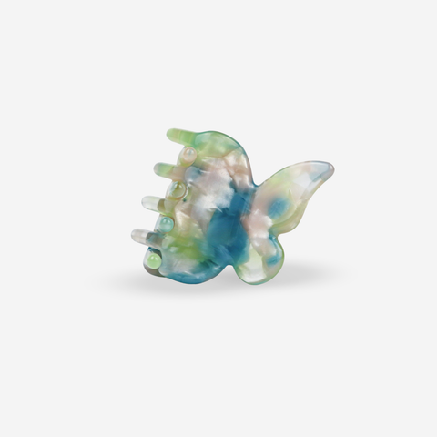 Barrette papillon bleu terre