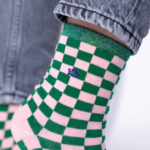 Calcetines de cuadro - Verde y rosa - Billy Belt