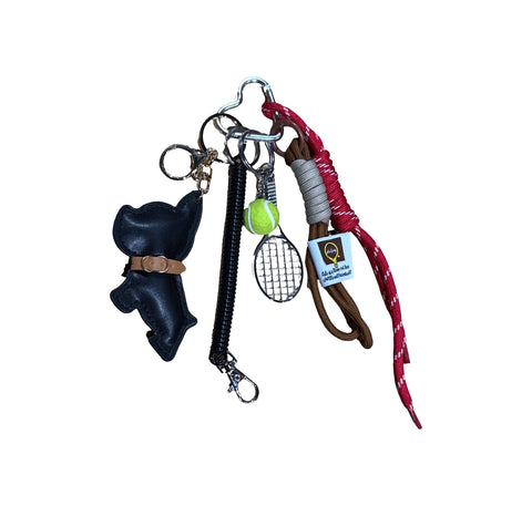 BIJOU DE SAC BS141 CHIEN NOIR RAQUETTE BALLE