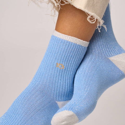 Calcetines vintage con brillo Azul claro - Billybelt