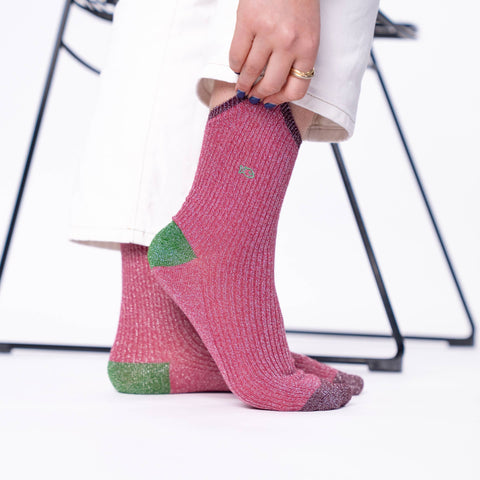 Calcetines vintage con brillo Vieux Rose - Billy Belt