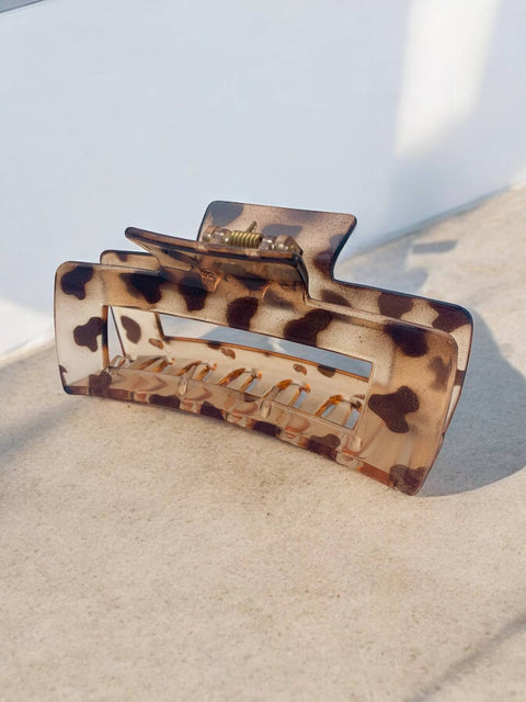 Pinza para el cabello re ctangular estampado Leopardo