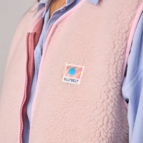 Veste sherpa femme zippée sans manches - Rose pâle
