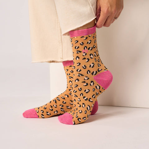 Calcetines de Leopardo Naranja y Rosa - Billybelt